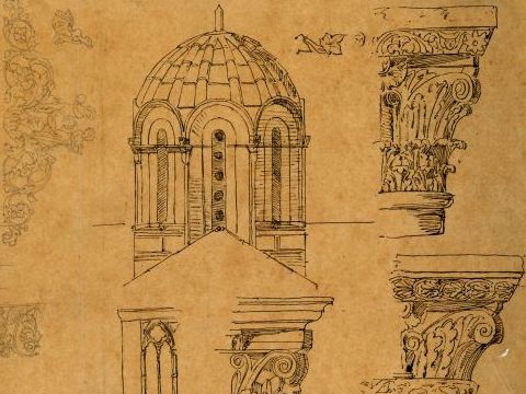 22. Disegno di capitelli e fregi, s.d.