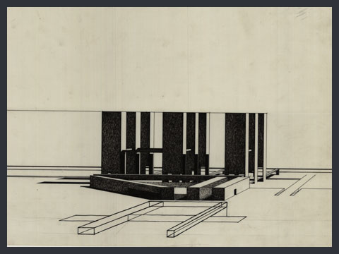 Progetto di concorso per Centro direzionale a Firenze-prospettiva, 1977