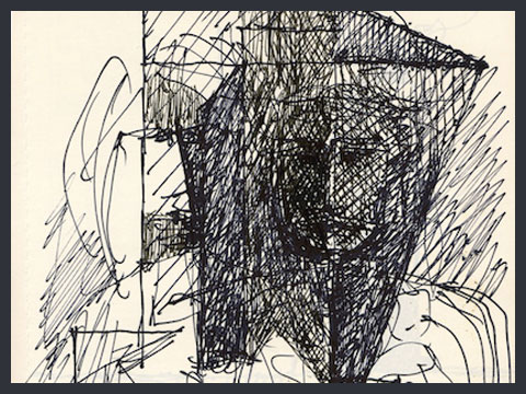 Autoritratto con scudi triangolari [20 aprile 1990], Quaderno 40