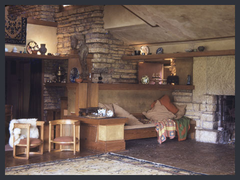 F.L. Wright, Vedute d'interno a Taliesin East, 1911–50, Spring Green, Wisconsin