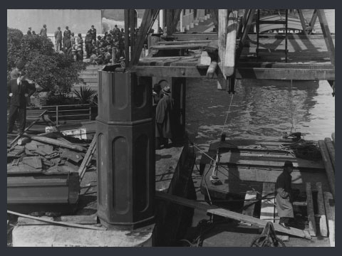 Ponte dell'Accademia, 1933 - Dettaglio del ponte Neville in fase di smantellamento