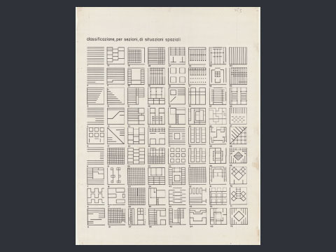 9. Classificazione per sezioni di situazioni spaziali, Un'ipotesi di architettura, 1966-68