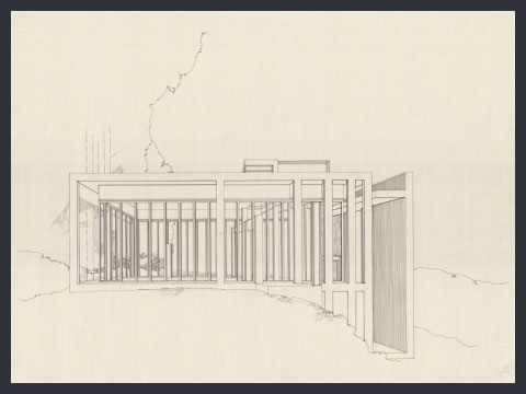 24. Progetto per un padiglione in cemento e vetro, 1976