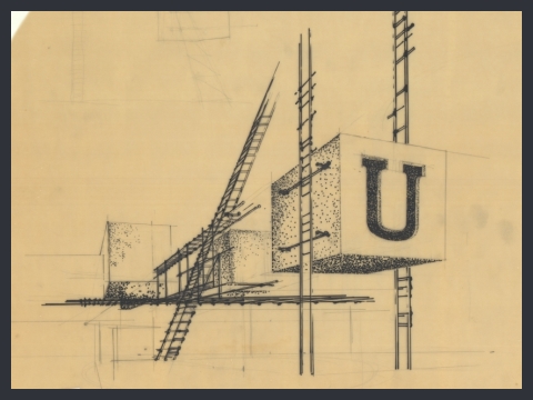 4. Ingresso al festival nazionale de «l'Unità» a Modena, studio prospettico, 1966