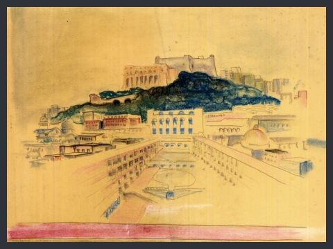 8. Primo progetto per il quartiere Montecalvario a Napoli, XV Triennale di Milano, veduta, 1973