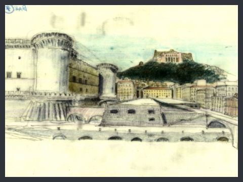 18. Progetto per piazza Municipio e il Porto a Napoli, veduta prospettica, 1991