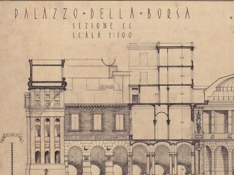 21. Palazzo della Borsa di Milano, progetto irrealizzato per la facciata, 1927-28