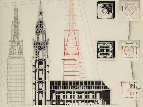 15. Torre residenziale dell'Heiliggeistkirche, Potsdam, piante e alzati, 1997