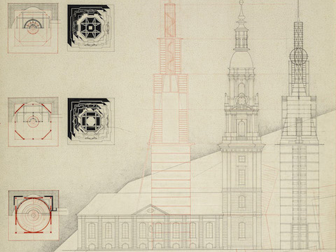 16. Torre residenziale dell'Heiliggeistkirche, Potsdam, piante e alzati, 1997