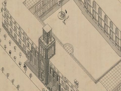 11. Veduta della scuola elementare “Marzotto”, assonometria, 1935