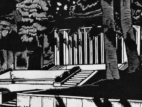 23. Veduta prospettica, villa “Alla Favorita”, silografia s.d.