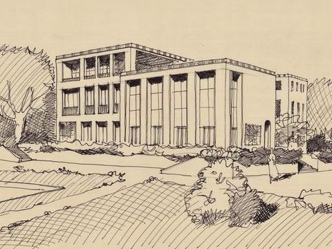 24. Veduta prospettica, villa “Alla Favorita”, silografia, ca. 1930
