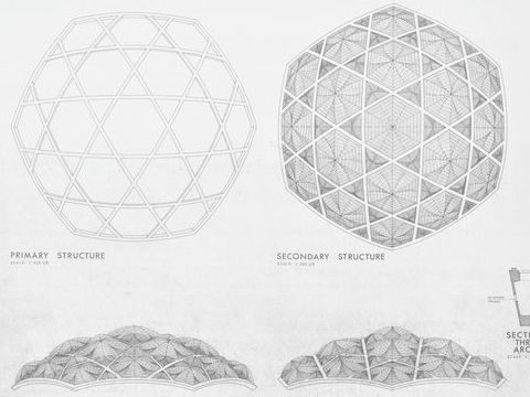 4.  Sports Palace: Roof – Plans, Sections, Elevations 