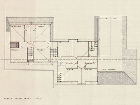 3. Scuola media: pianta seminterrato, pianta piano primo, 1966