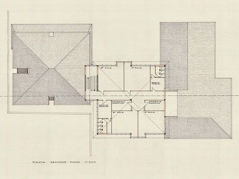 5. Scuola media: pianta secondo piano e ampliamento, 1966