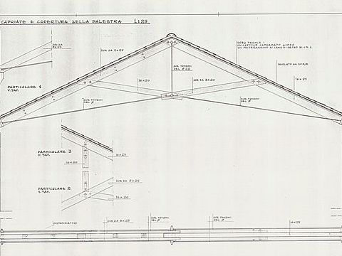 17. Scuola media: copertura della palestra, 1966