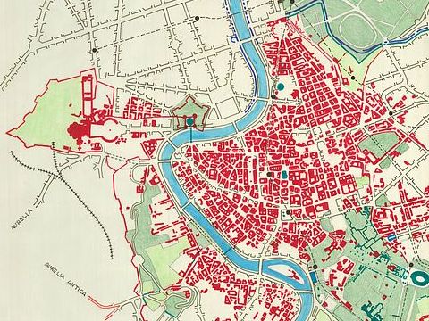15. Roma: netto storico con rete stradale, 1971