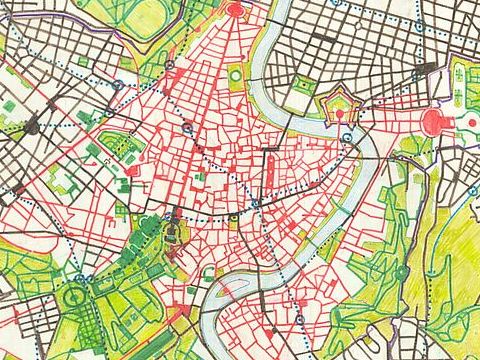 17. Roma: schizzo per "Roma da oggi a domani", 1971