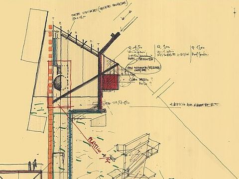 13. Padiglione Italia della Biennale di Venezia: studio e sezioni, 1988 