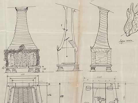 14. Villa Brion: dettaglio camino, San Michele di Pagana, 1958-64