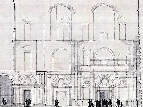 4. Castello di Rivoli: prospetto ovest, studio dei flussi di visitatori