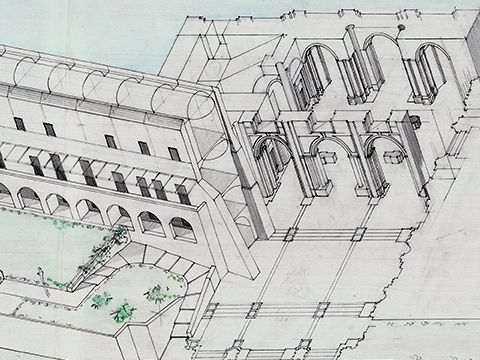6. Castello di Rivoli, manica lunga: assonometria 