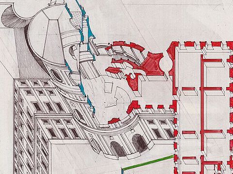 10. Palazzo Carignano: spaccato assonometrico 