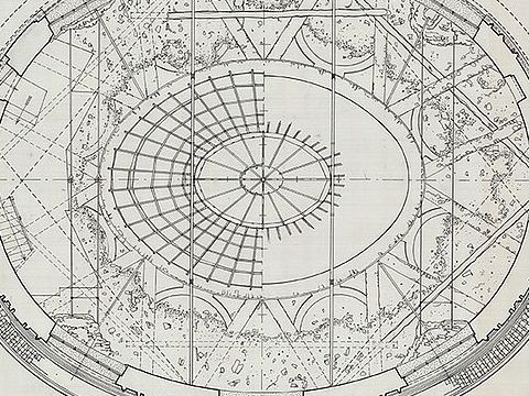 11. Palazzo Carignano: rilievo dell'estradosso della cupola ovale sopra il salone