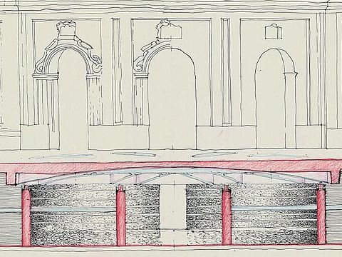 13. Palazzo Carignano, sala ipogea: schizzo