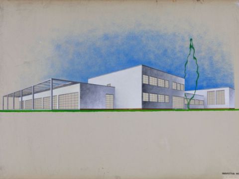 13. Concorso per Colonia elioterapica a Legnano: prospettiva vista da "X", 1937