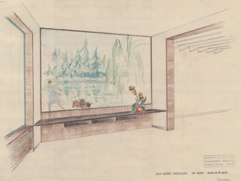 20. Villa Necchi alla Portalupa: prospettiva di una sala, 1937-1940