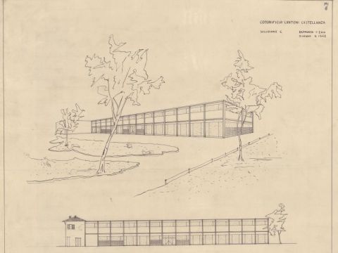 21. Progetto per Cotonificio Cantoni a Castellanza (Varese): prospettiva, 1940-42