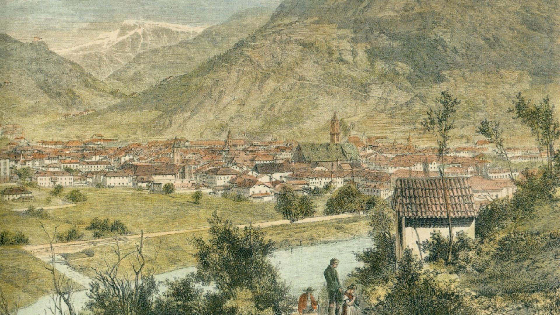 Autore sconosciuto, Bozen vom Kalvarienberg - Virgl um 1865